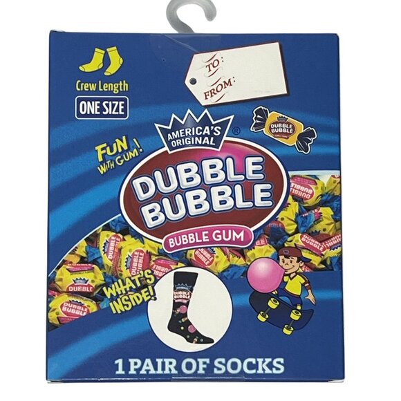 Dubble Bubble Gum Candy Socks Gift Box Novelty Crew One Size Fun Graphic - Picture 1 of 4